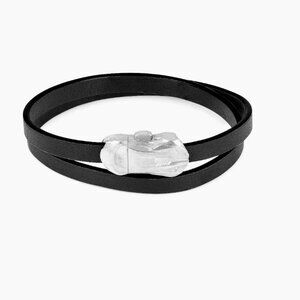 Tateossian x Lamborghini Sterling Silver & Leather Double Wrap Bracelet